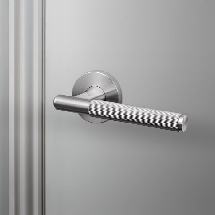 Buster+Punch Stainless steel door handles with 'Linear' cut handle from Buster & Punch