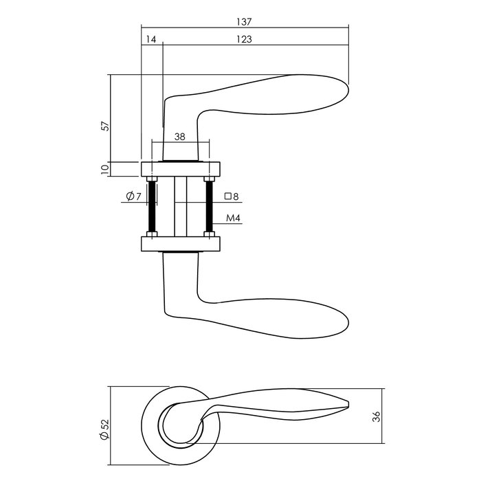 Intersteel Intersteel Poignée de porte 'George' sur rosace ronde nickel mat