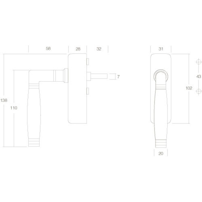 Intersteel Intersteel Fenstergriff Ton 222 abschließbar Nickel/Ebenholz