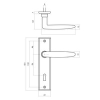 Intersteel Deurkruk Sophie met schild sleutelgat 56mm messing getrommeld