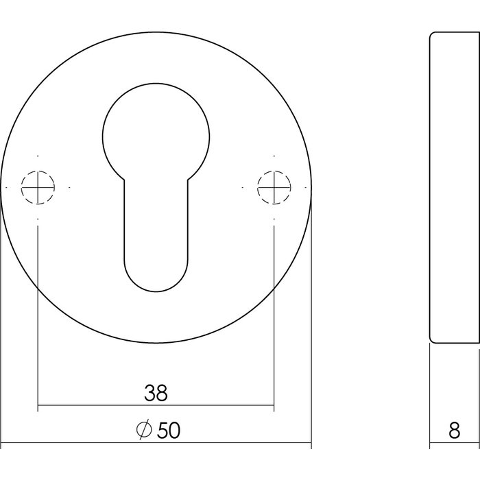 Intersteel Pair of Intersteel Rosettes profile cylinder hole round concealed chrome