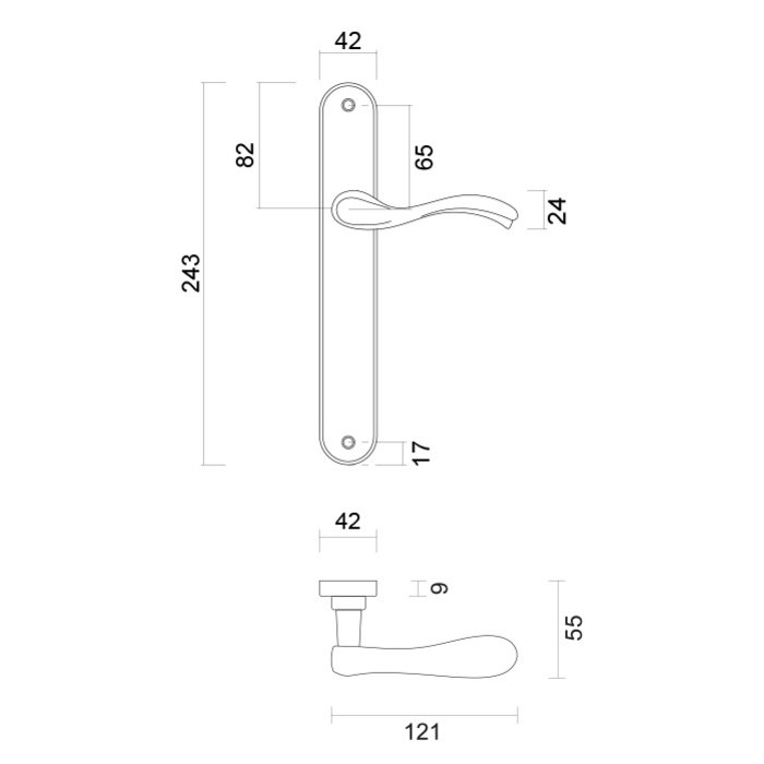HDD Deurklinken Erica RVS look op ovale plaat
