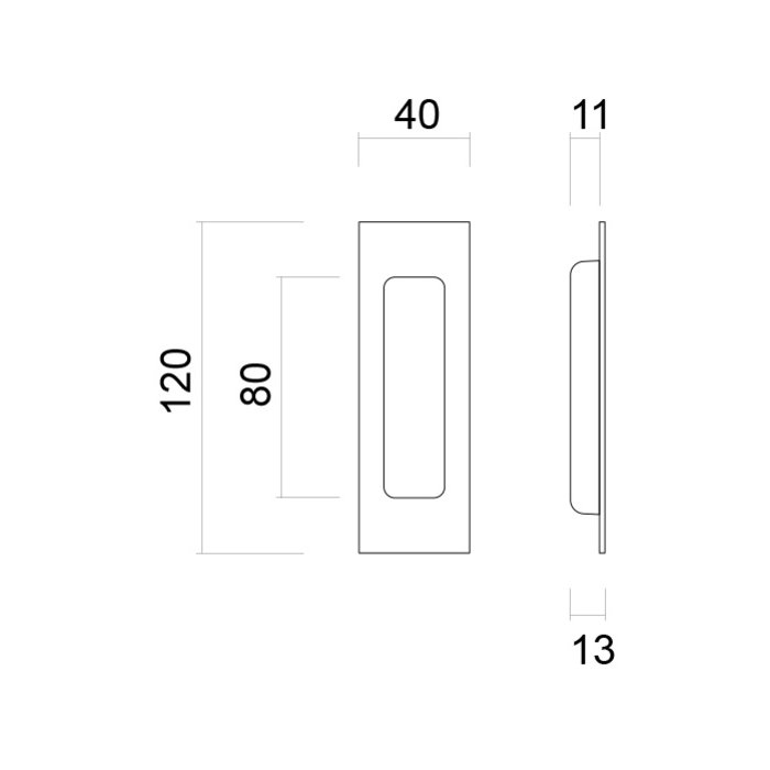 HDD Schwarzes Schiebetürbecken rechteckig Carre Schmalrollo pro Stück
