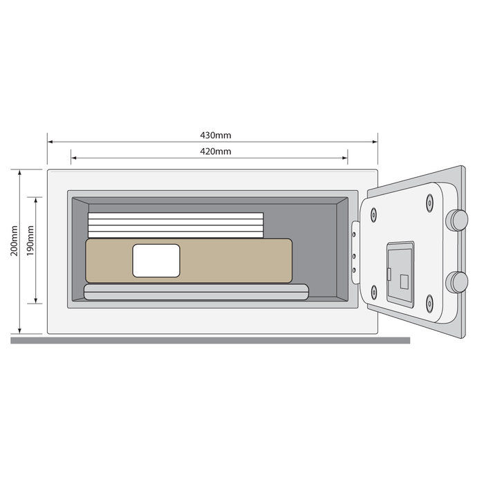 Assa Abloy Coffre-fort privé simple pour ranger ses affaires en toute sécurité avec clavier numérique. Contenu : 24 litres