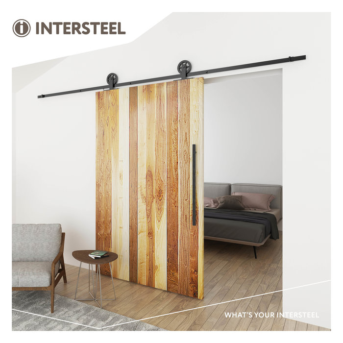 Intersteel Intersteel Sliding door system with spoked wheel 170mm, steel matt black