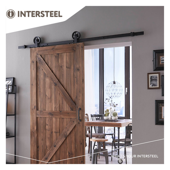Intersteel Intersteel Sliding door system with spoked wheel 170mm, steel matt black