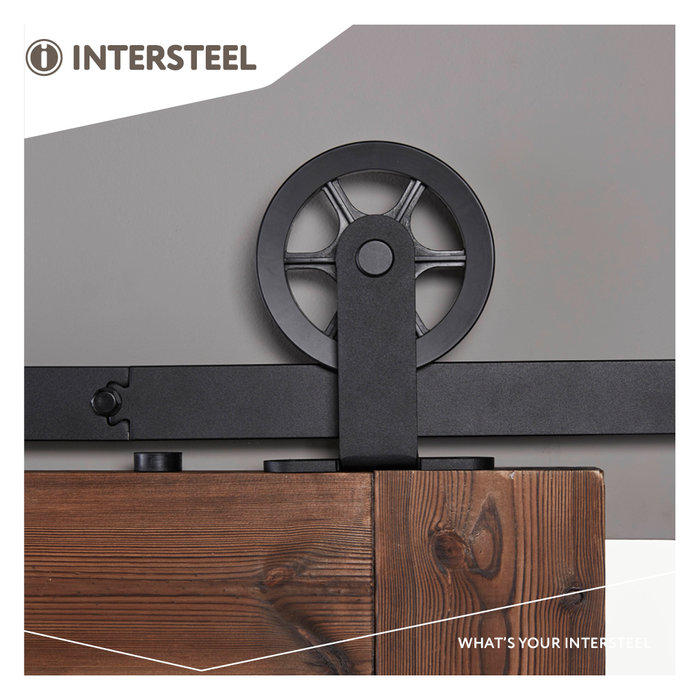 Intersteel Système de porte coulissante Intersteel avec roue à rayons 170mm, acier noir mat