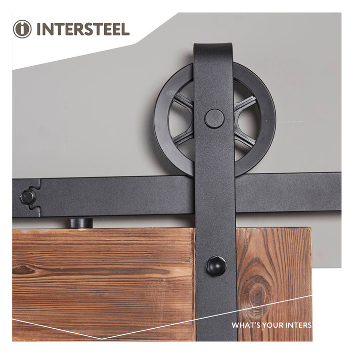 Intersteel Sliding door system 2 meters, hanging rollers with spoked wheel 345mm, steel matt black, mounting front