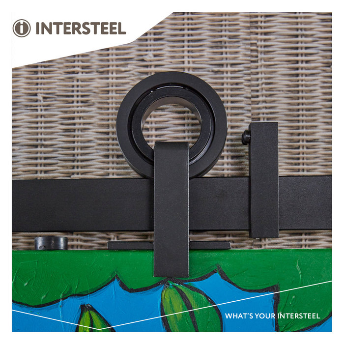 Intersteel Sliding door system 2 meters Modern top, hanging rollers with open wheel 155mm, steel matt black