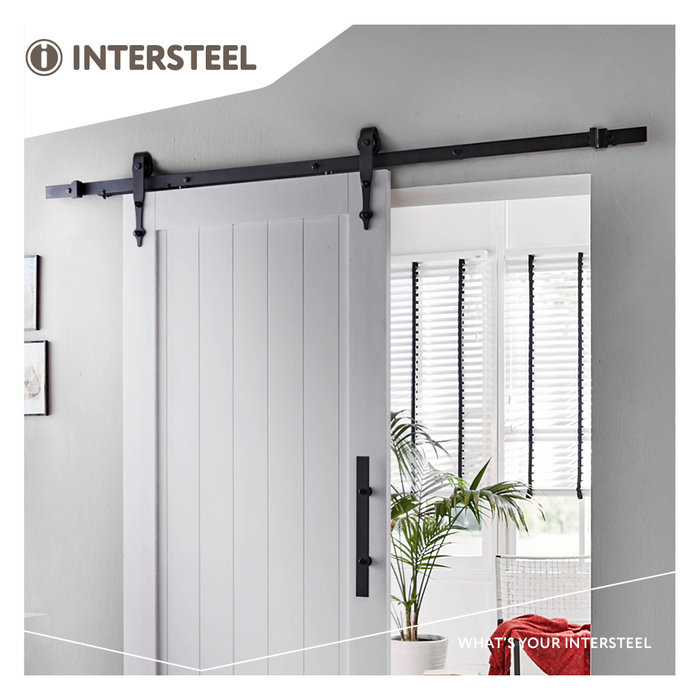 Intersteel Système de porte coulissante classique en version noir mat - Installation sur porte d'entrée