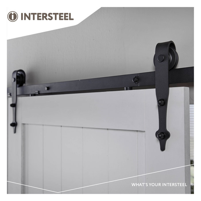Intersteel Classic sliding door system in matt black version - Front door installation