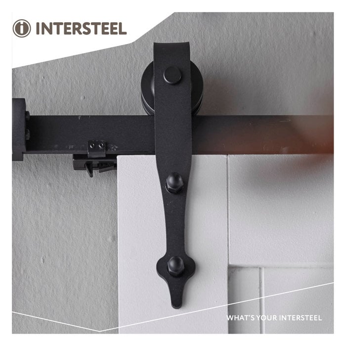 Intersteel Classic sliding door system in matt black version - Front door installation