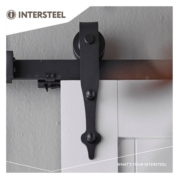 Intersteel Système de porte coulissante classique en version noir mat - Installation sur porte d'entrée