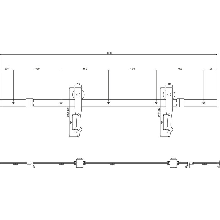 Intersteel Klassiek schuifdeursysteem in mat zwarte uitvoering - Montage voorzijde deur