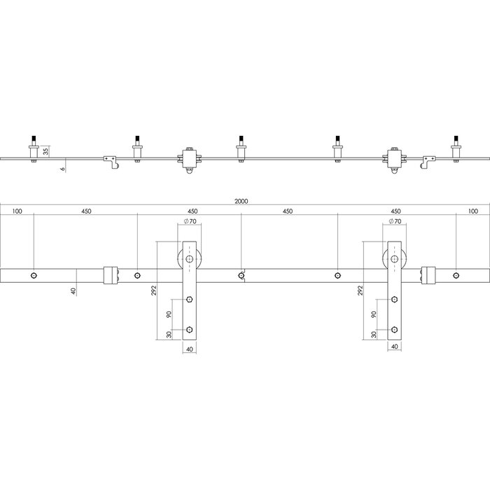 Intersteel Intersteel Sliding door system for glass door
