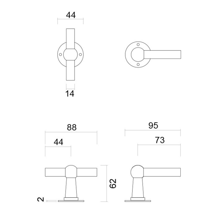 HDD Türgriffe Petra NM T+L in Rostfarbe