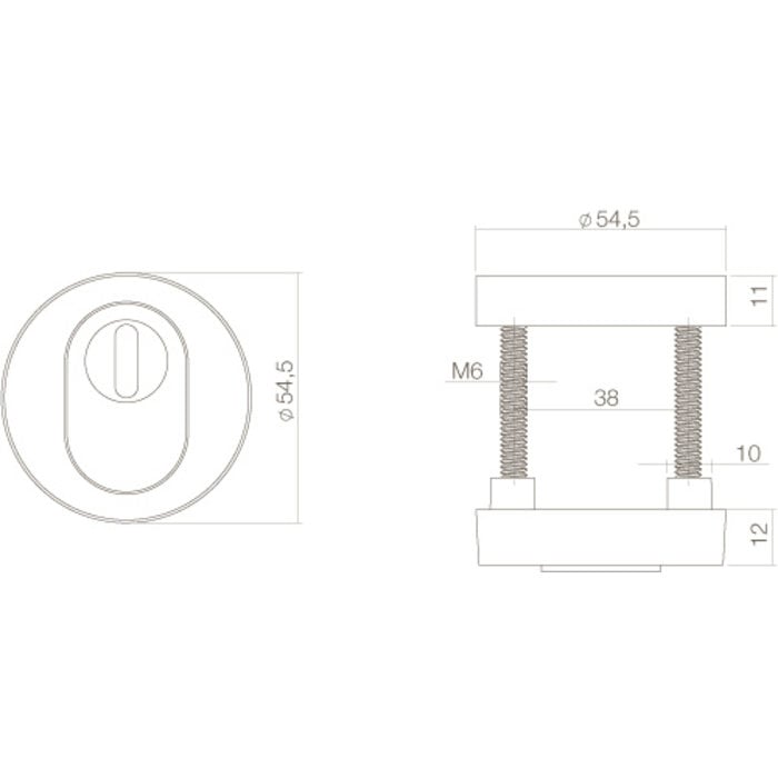 Intersteel Intersteel Sicherheitsrosette SKG3 Kernzugschutz Messing unlackiert