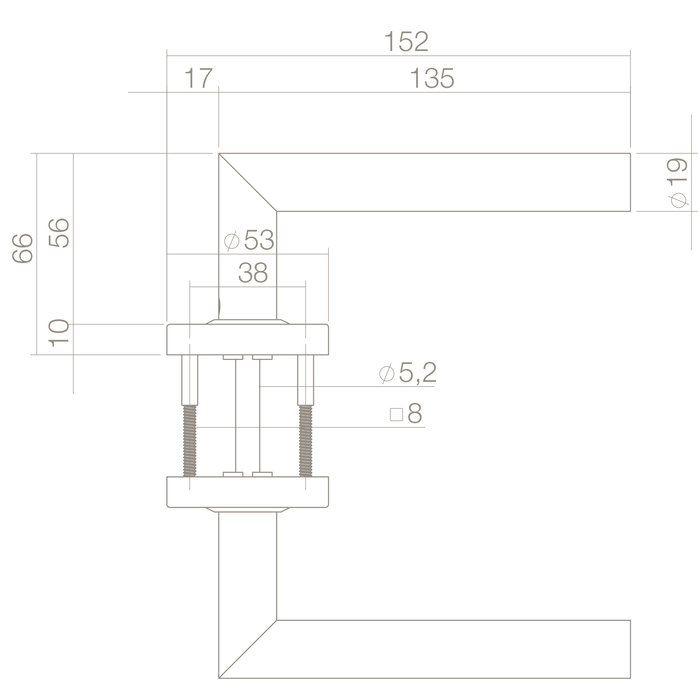 Intersteel Intersteel Türgriff Winkel 90° auf Rosette mit Ring mit Feder Edelstahl gebürstet