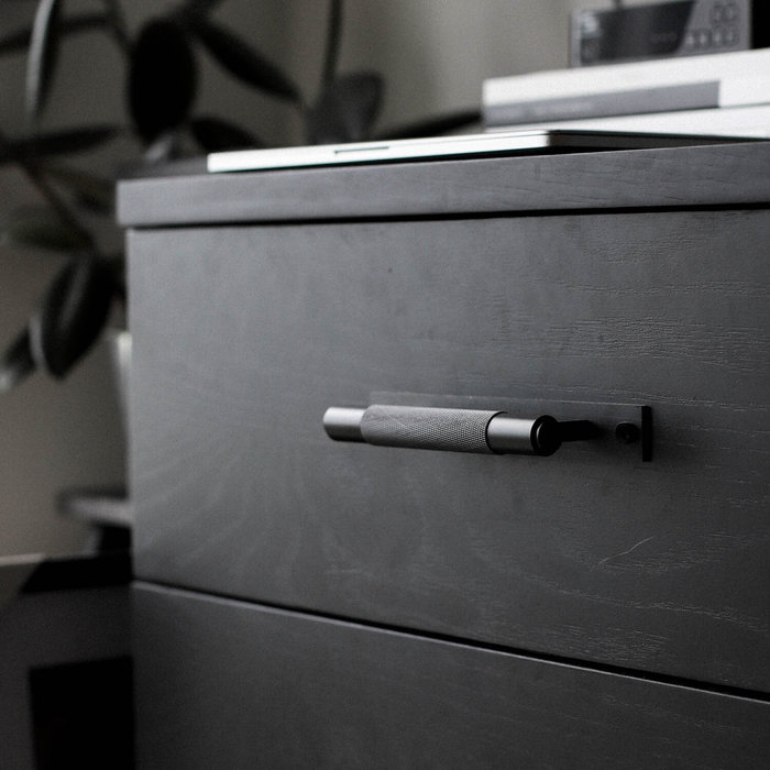 Buster+Punch Black furniture handle on plate Buster+Punch