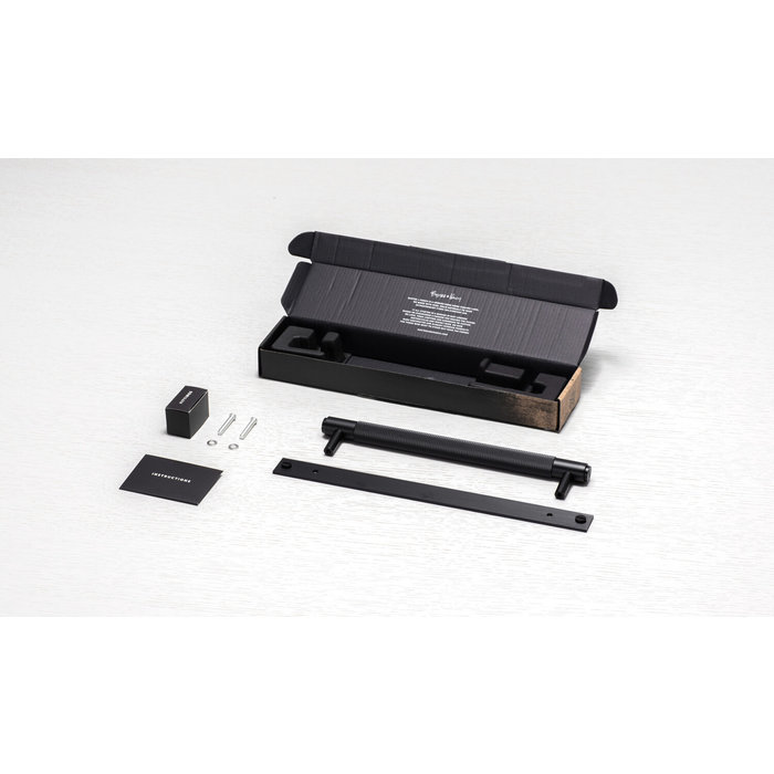 Buster+Punch Black furniture handle on plate Buster+Punch