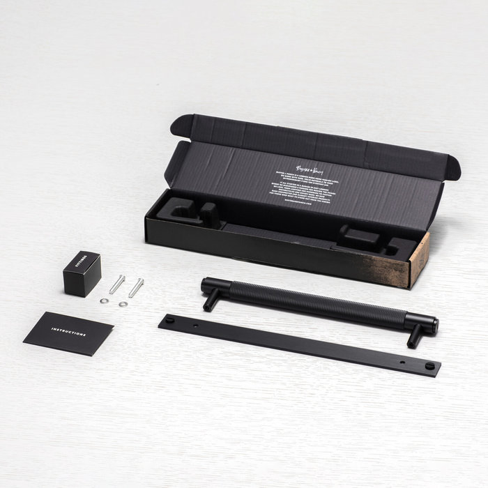 Buster+Punch Black furniture handle on plate Buster+Punch