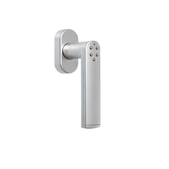 Assa Abloy Electronic window handle L-126mm, on rosette 32.5x70mm, 43mm, matt chrome