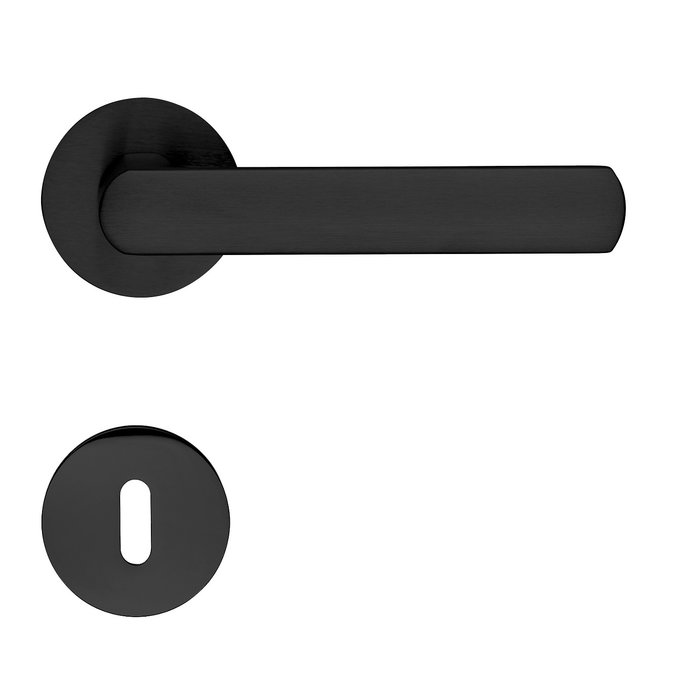 DnD Poignées de porte DnD 'Luce 4mm' noires sur rosace à ressort ronde de 4mm