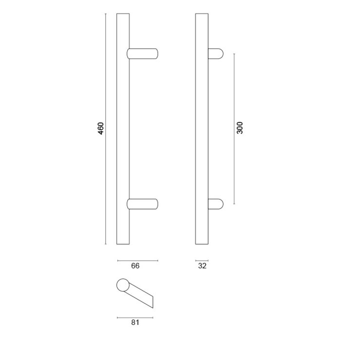 HDD Edelstahl-Türgriffe ST 32/300/460 Paar für Glastüren