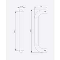 Black door handle U-shape 25x300x325mm - depth 70mm