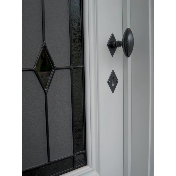 HDD Iron door handles 'Olive' on diamond-shaped rosette