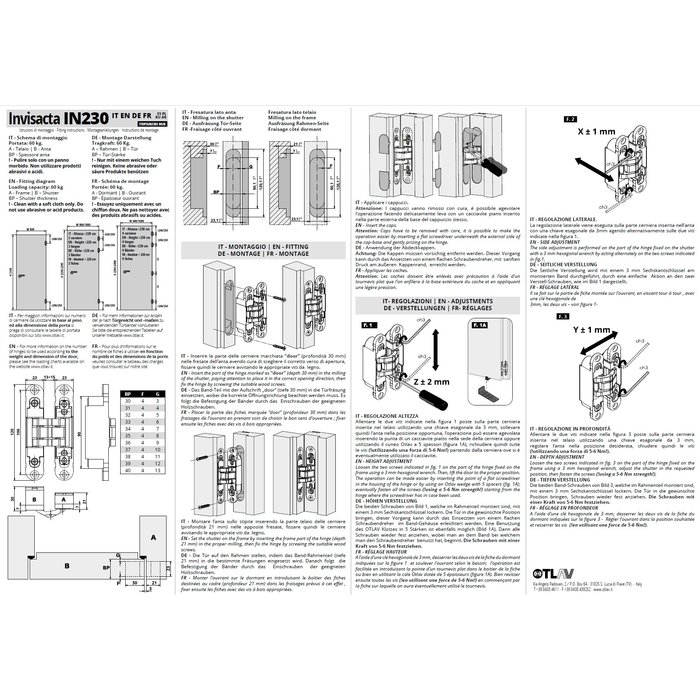 Otlav White invisible 3D hinge Otlav Invisacta IN230120 - 23x120mm