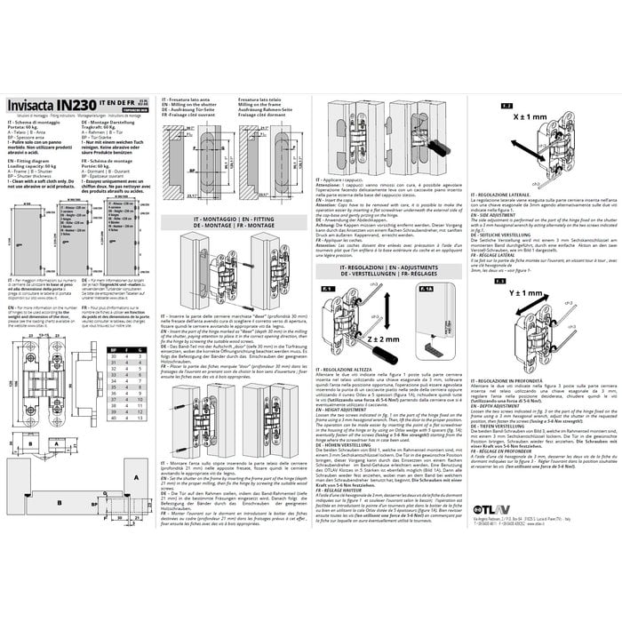 Otlav Wit onzichtbaar 3D scharnier Otlav Invisacta IN230120 - 23x120mm