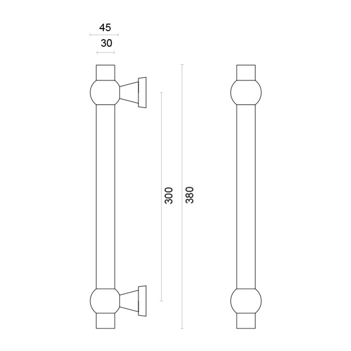 HDD Door handles "Petra royal" 30/300/380 gold not varnished pair door thickness > 30 mm