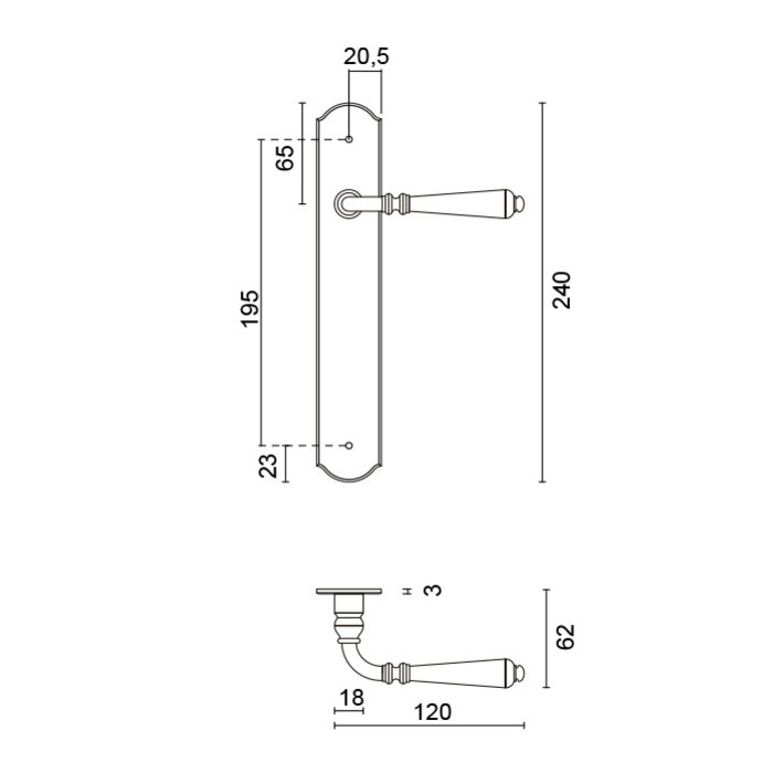 HDD Iron door handles Elegeance on rounded plate