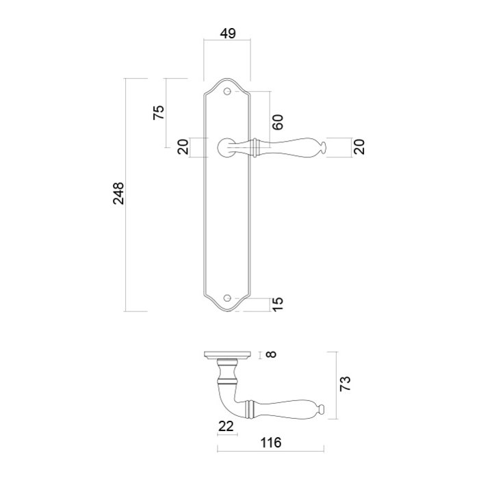 HDD Black door handles Lisa on rounded plate