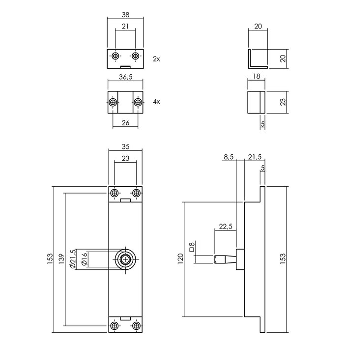 Intersteel Crémone de fenêtre Intersteel noire gauche non verrouillable avec des tiges