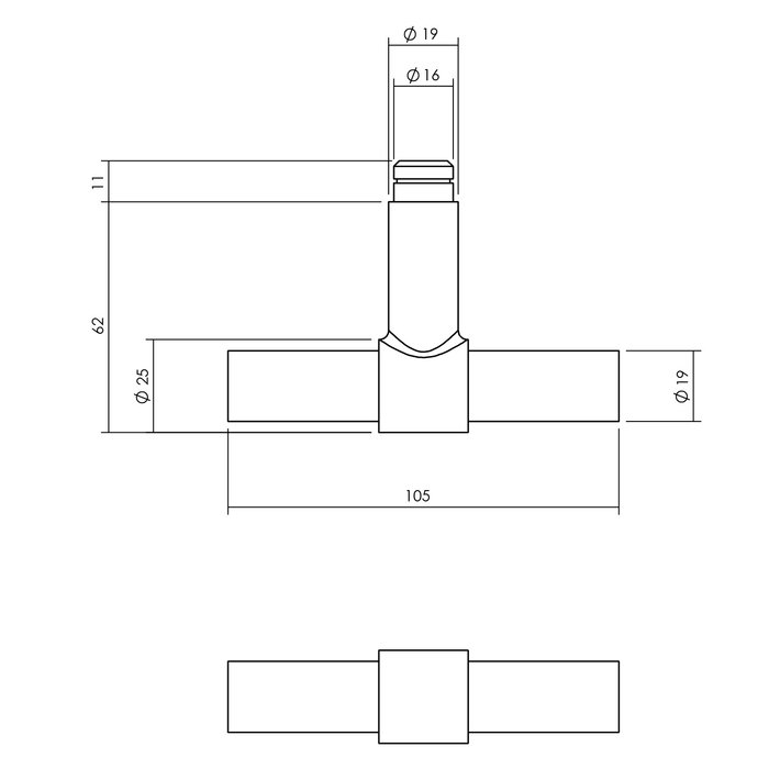 Intersteel Schwarzes Intersteel Fenstergetriebe rechts -T rund nicht abschließbar mit 2 Stangen