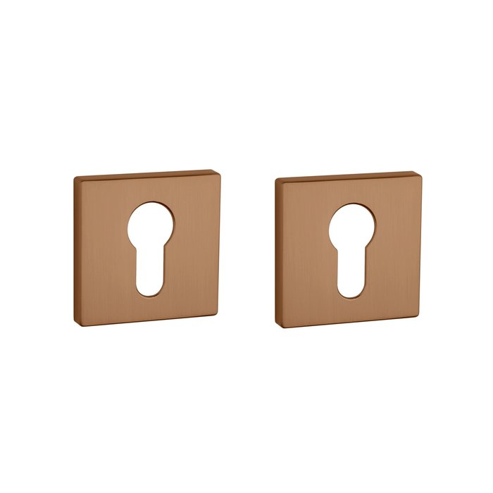 Aprile Pair of Aprile cylinder plates square 52x52x5mm matt Copper