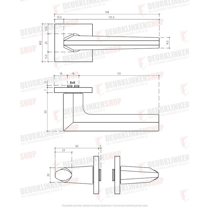 Aprile Massive schwarze Aprile Türgriffe JASMINA quadratisch 52x52x7mm