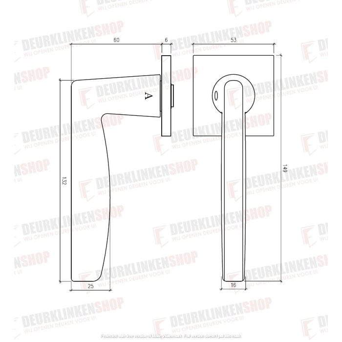 Aprile Massive Aprile Türgriffe ERBA matt chrom eckig 53x53x7 mm