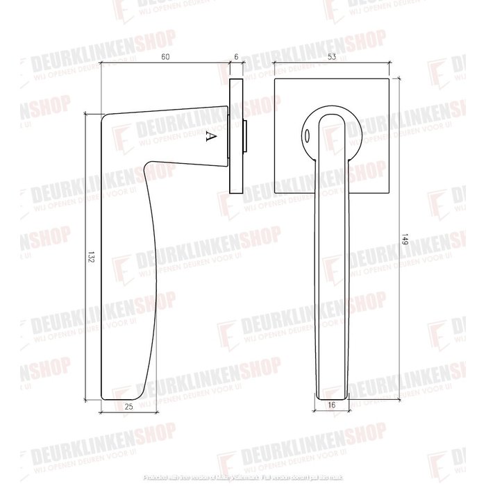 Aprile Poignées de porte solides Aprile ERBA chromées mates carrées 53x53x7 mm