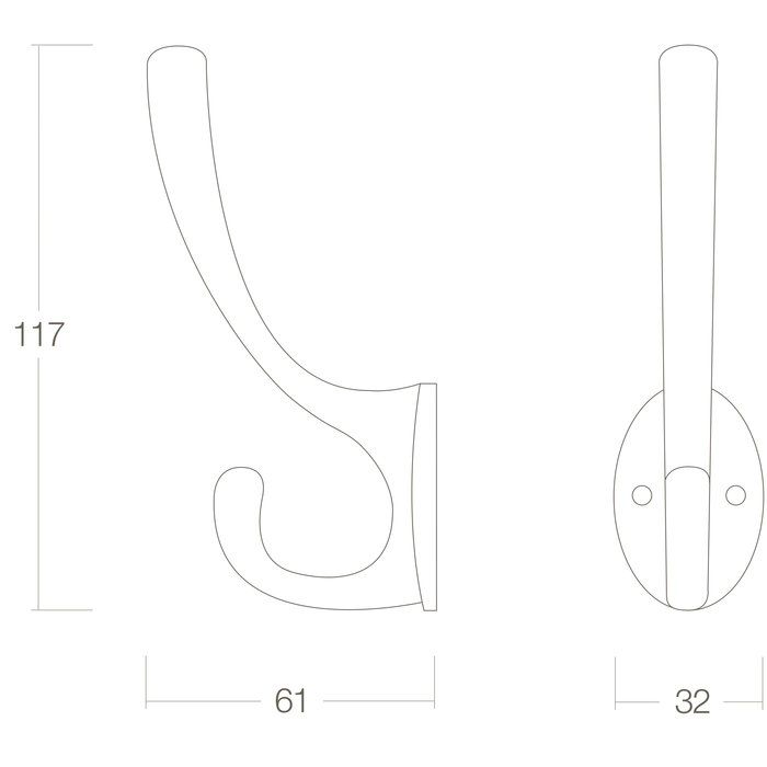 Intersteel Intersteel Coat hook oval brass lacquered