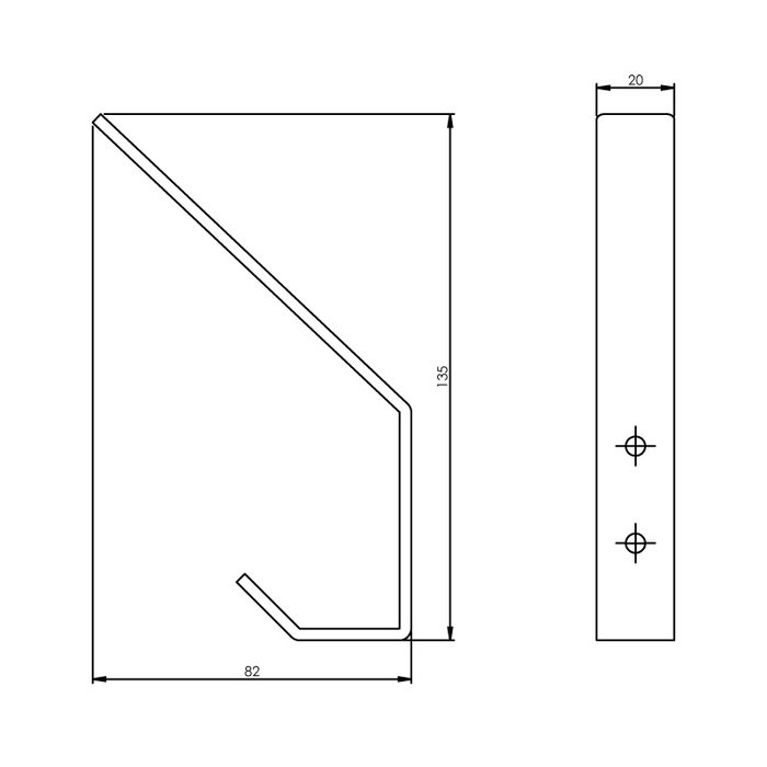 Intersteel Intersteel Coat hook curved stainless steel brushed 135 mm