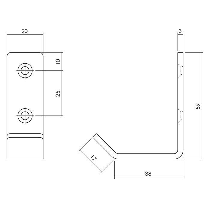 Intersteel Intersteel Kleiderhaken gebogen Edelstahl gebürstet