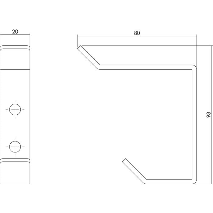 Intersteel Intersteel kapstokhaak/projecthaak gebogen rvs geborsteld 93 mm