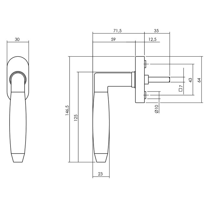 Intersteel Intersteel Raamkruk combinatie RVS/Ebbenhout op ovaal rozet