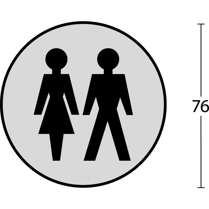 Intersteel Intersteel Pictogram dames- en herentoilet zelfklevend rond RVS geborsteld - Ø76mm