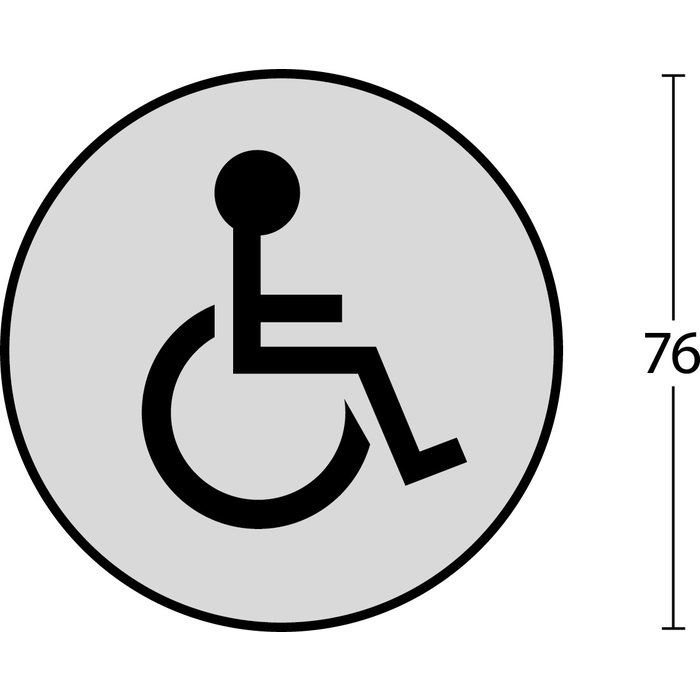 Intersteel Intersteel Pictogram toilet for the disabled self-adhesive round brushed stainless steel - Ø76mm