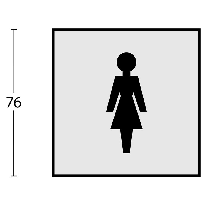 Intersteel Intersteel Pictogram ladies toilet self-adhesive square brushed stainless steel - Ø76mm