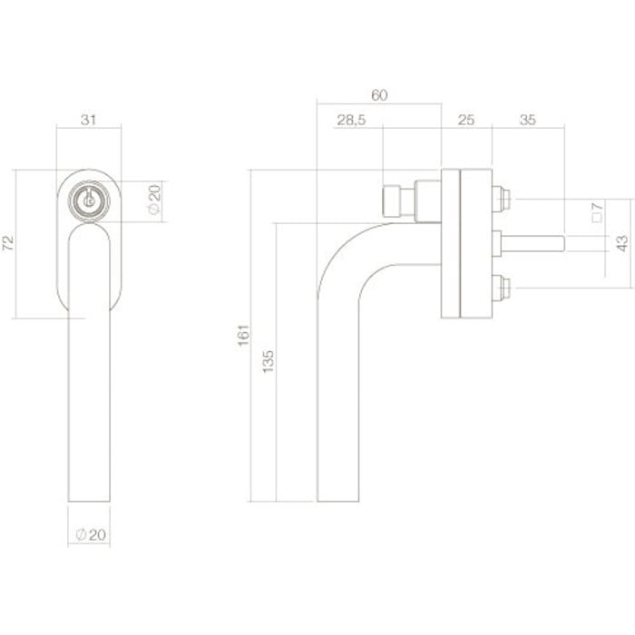 Intersteel Intersteel Raamkruk recht afsluitbaar SKG** RVS geborsteld